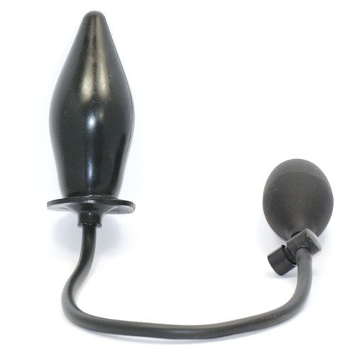 Black inflatable butt plug from Various Toy Brands for anal play, filled with air.