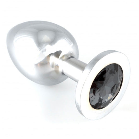 Rimba heavy metal butt plug with a black crystal, for anal play