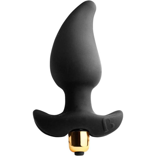 rocks off butt quiver vibrator in black, showing sleek curves and multiple speed settings