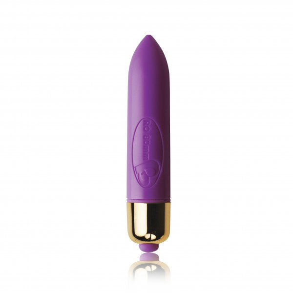 Purple, petite silicone butt plug with graduated bubble design by Rocks Off.