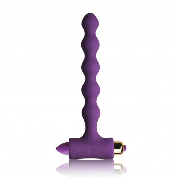 Petite purple butt plug with a pearlescent finish, part of the sensations range