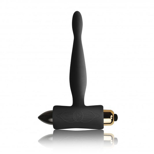 Black, petite anal plug from Rocks Off, offering gentle sensations for intimate play.