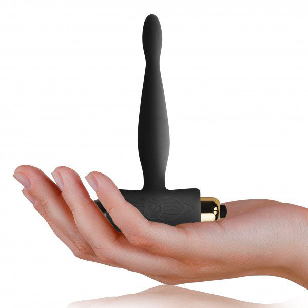 Petite black butt plug from Rocks Off, smooth finish, ready for pleasurable sensations.
