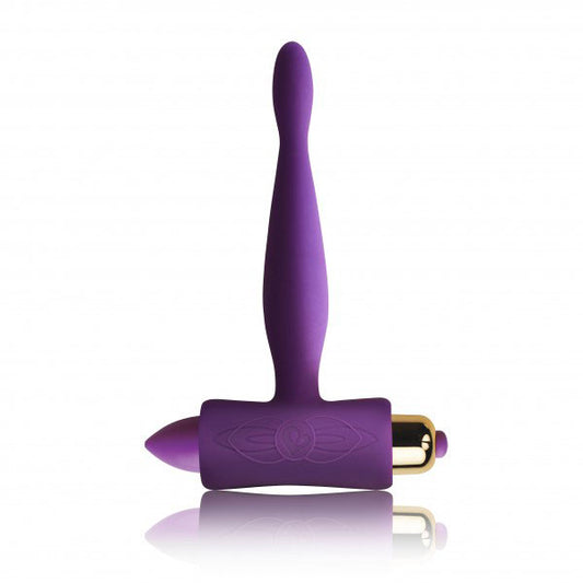 Purple, petite butt plug from Rocks Off, designed for sensual anal play and exploration.