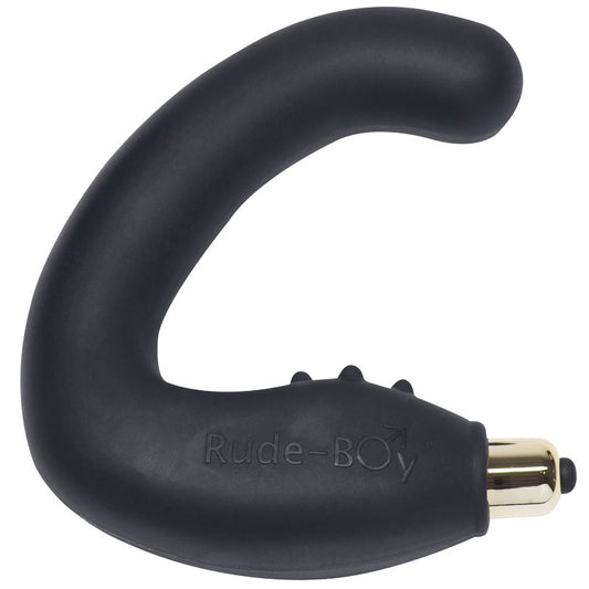 Black prostate massager from Rocks Off, designed for internal stimulation with seven speeds.