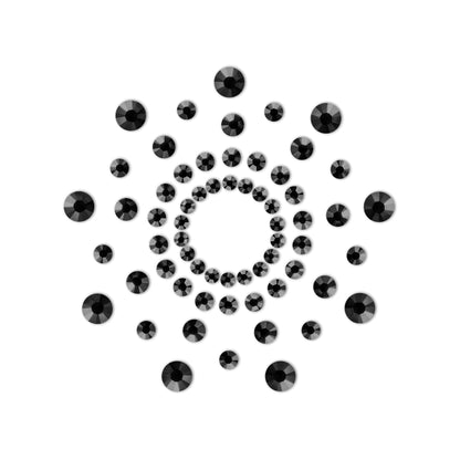 Black rhinestone pasties, body jewellery for adding a touch of sparkle and glamour.