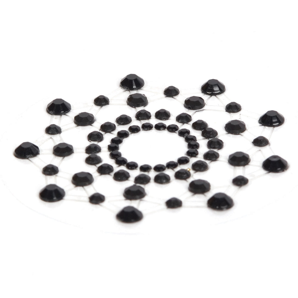 Black rhinestone pasties from Bijoux Indiscrets, shimmering body jewellery for playful nights.
