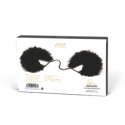 bijoux indiscrets za za zu feather handcuffs, fluffy pink restraint for playful nights