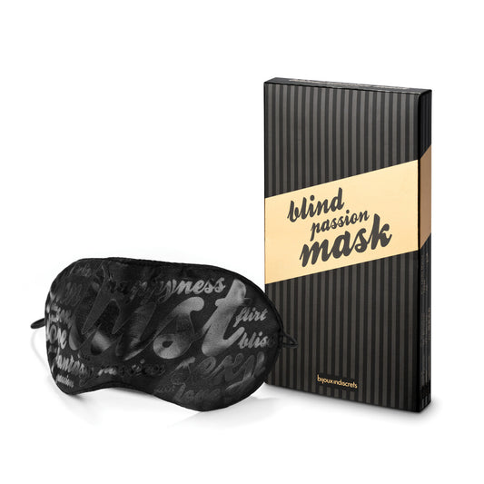 Bijoux Indiscrets blind passion mask in black satin for sensual role play.