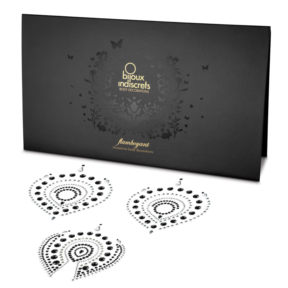 Bijoux Indiscrets flamboyant black and silver rhinestone body jewellery, a sparkling statement piece.