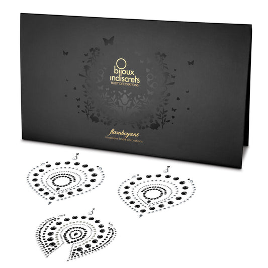 Bijoux Indiscrets flamboyant black and silver rhinestone body jewellery, a sparkling statement piece.