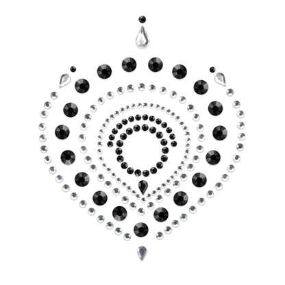 Bijoux Indiscrets flamboyant rhinestone body jewellery, black and silver with a glitzy finish.