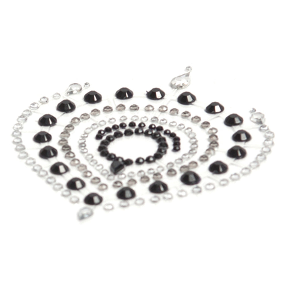 Bijoux Indiscrets flamboyant body jewellery with black and silver rhinestones for a touch of sparkle.