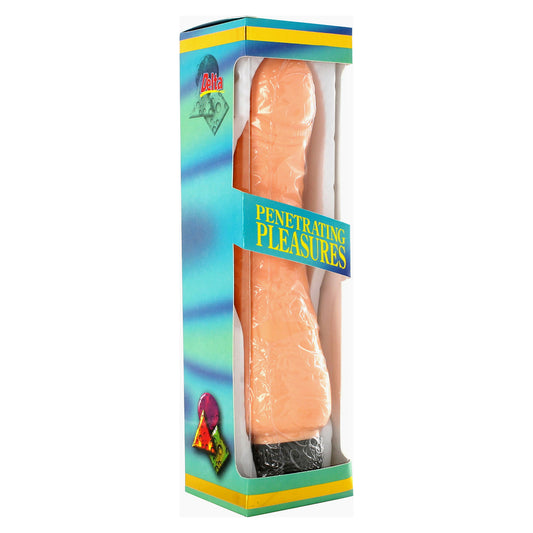 Vinyl penis vibrator by seven creations, realistic textured shaft for solo pleasure.