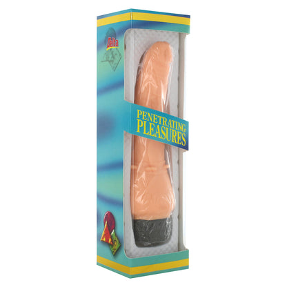 Vinyl willy-shaped vibrator from seven creations, realistic texture and detailing, blush pink colour.