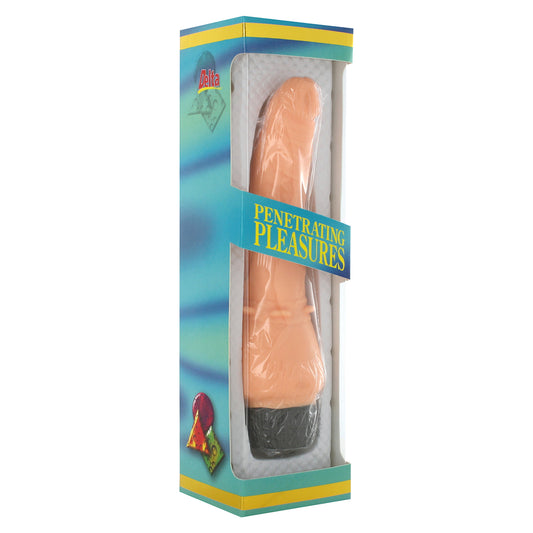 Vinyl willy-shaped vibrator from seven creations, realistic texture and detailing, blush pink colour.