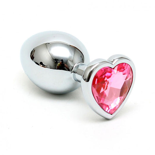 Small, smooth butt plug with a heart-shaped crystal at the base, by Rimba.