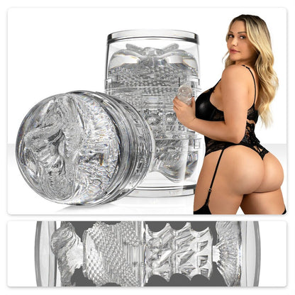 Fleshlight Quickshot, a flesh-toned, textured male masturbator featuring Mia Malkova's likeness for hands-free pleasure.