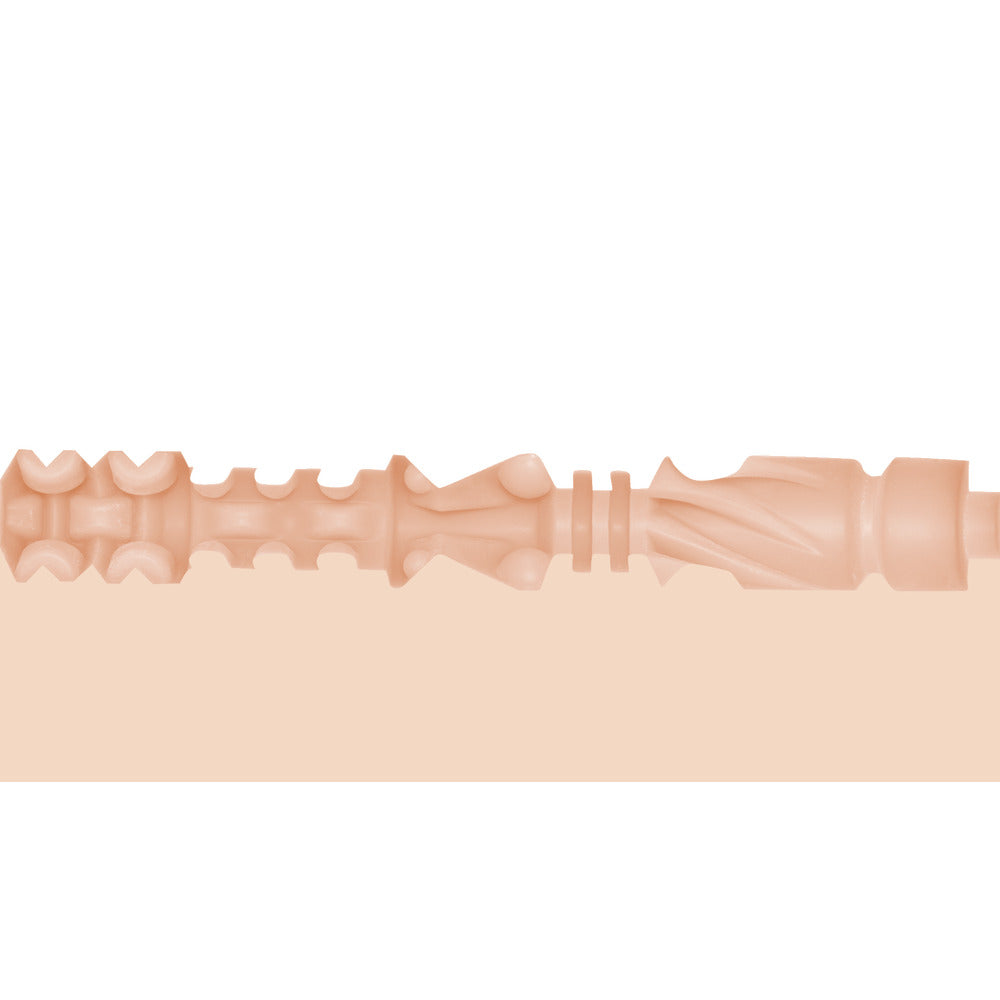 Elsa Jean Treat Fleshlight Girls masturbator, flesh-toned, textured internal structure for pleasure, realistic form.