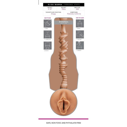 Eliza Ibarra Fleshlight Girls masturbator showing its realistic texture, cast in a flesh-tone material.