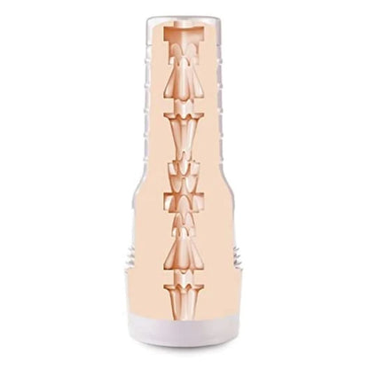 Kenzie Reeves Cream Puff Fleshlight Girls masturbator, realistic textured interior, flesh-toned material.