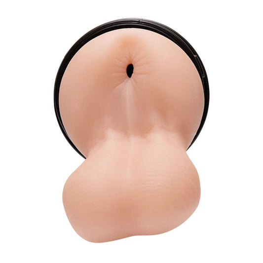 Fleshlight fleshsack masturbator, beige textured sleeve for male pleasure, part of complete set.