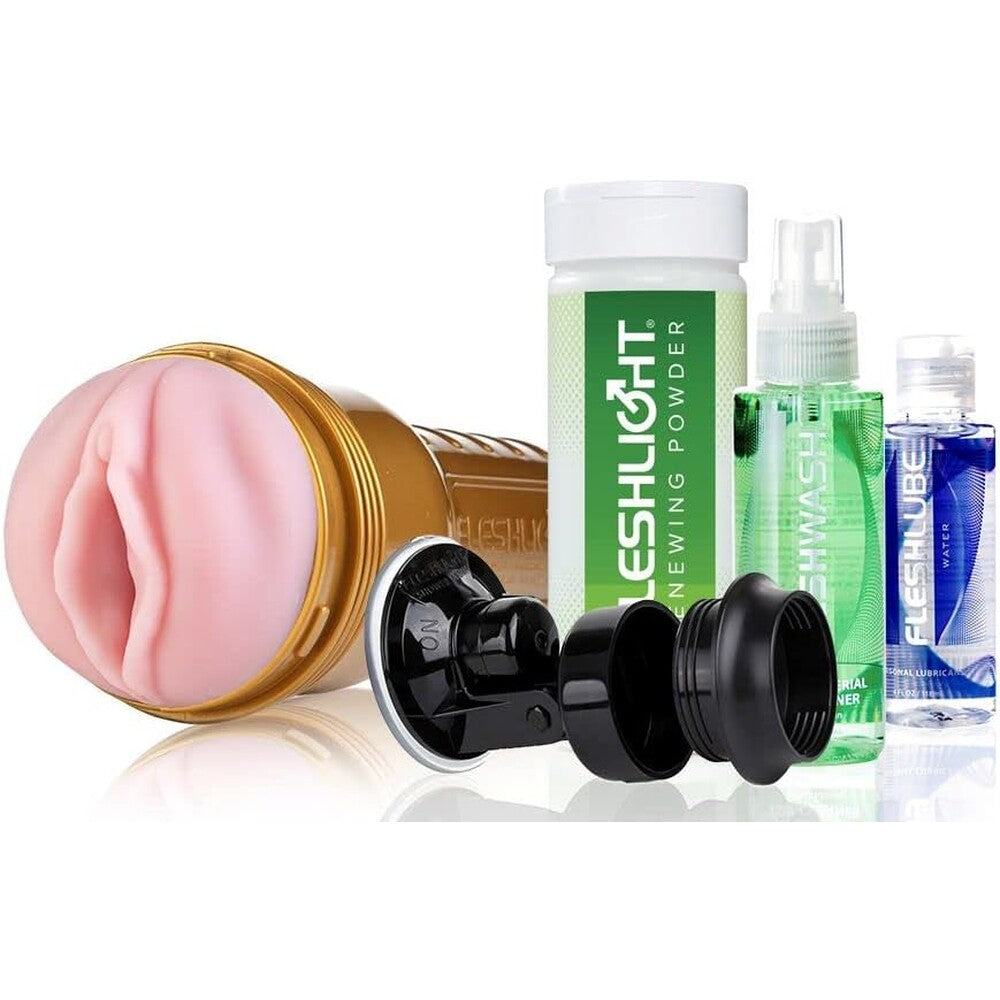Fleshlight stamina value pack, a complete set of male masturbators, flesh-coloured.