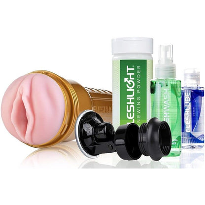 Fleshlight stamina value pack, a complete set of male masturbators, flesh-coloured.
