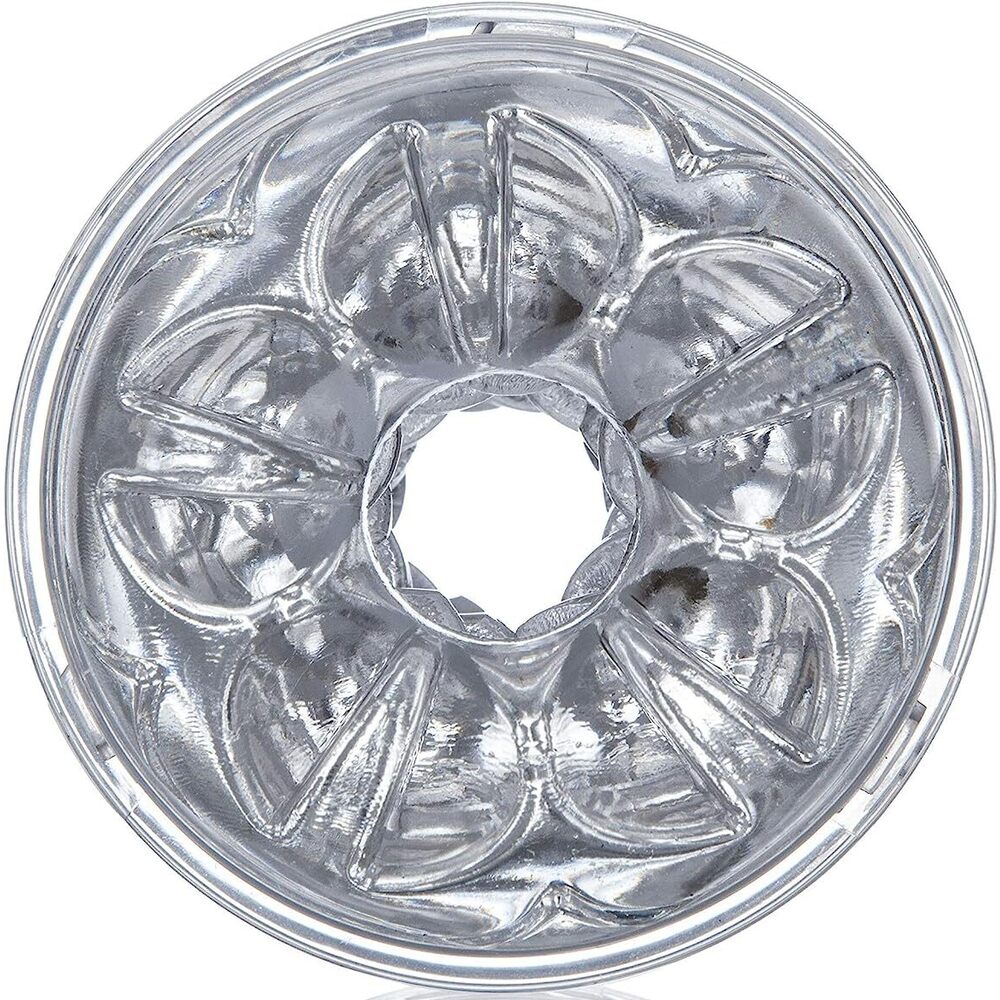 fleshlight quickshot vantage clear masturbator: a transparent, textured pleasure toy for solo fun.