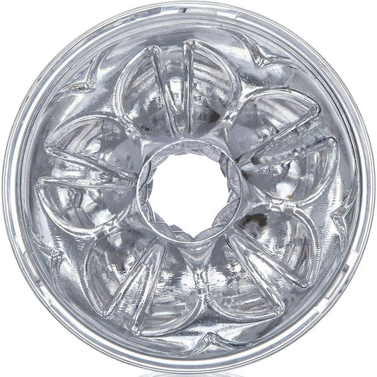 fleshlight quickshot vantage clear masturbator: a transparent, textured pleasure toy for solo fun.