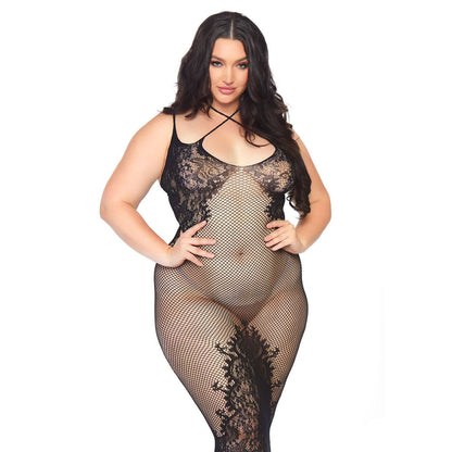 Leg Avenue plus size black halter neck dress with dual straps, UK sizes 18-22