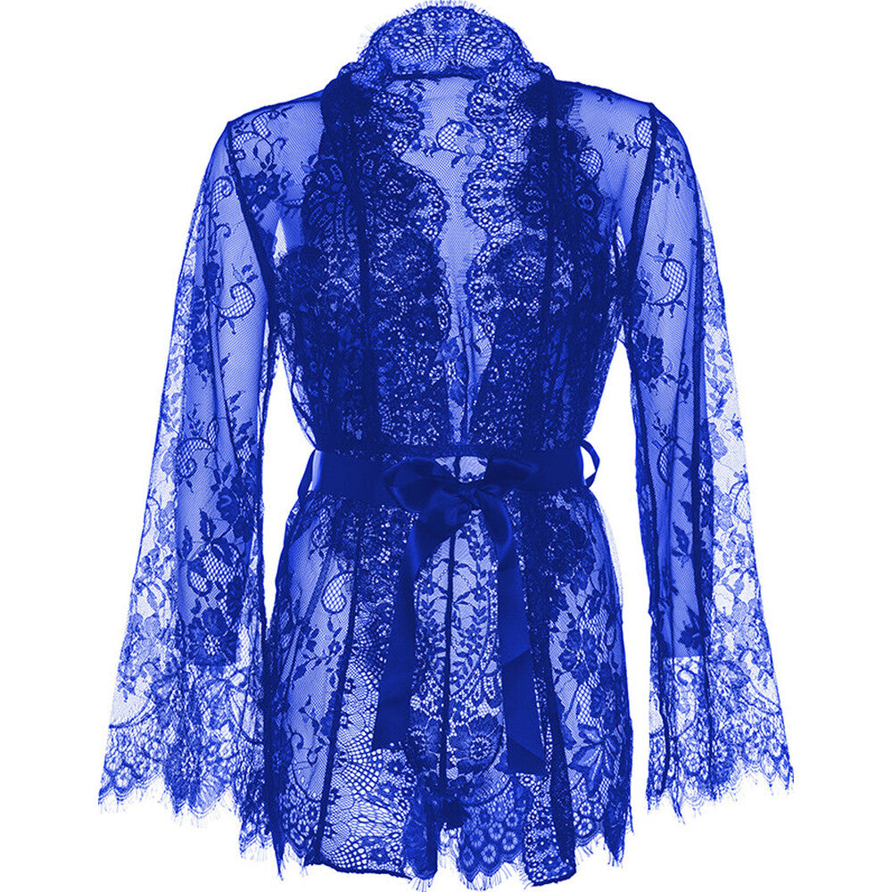 Floral lace teddy and matching robe set, a delicate and alluring lingerie look.