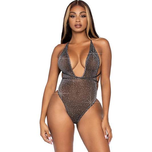 Leg Avenue teddy in lurex fabric with rhinestone detailing, a sparkly and alluring playsuit.
