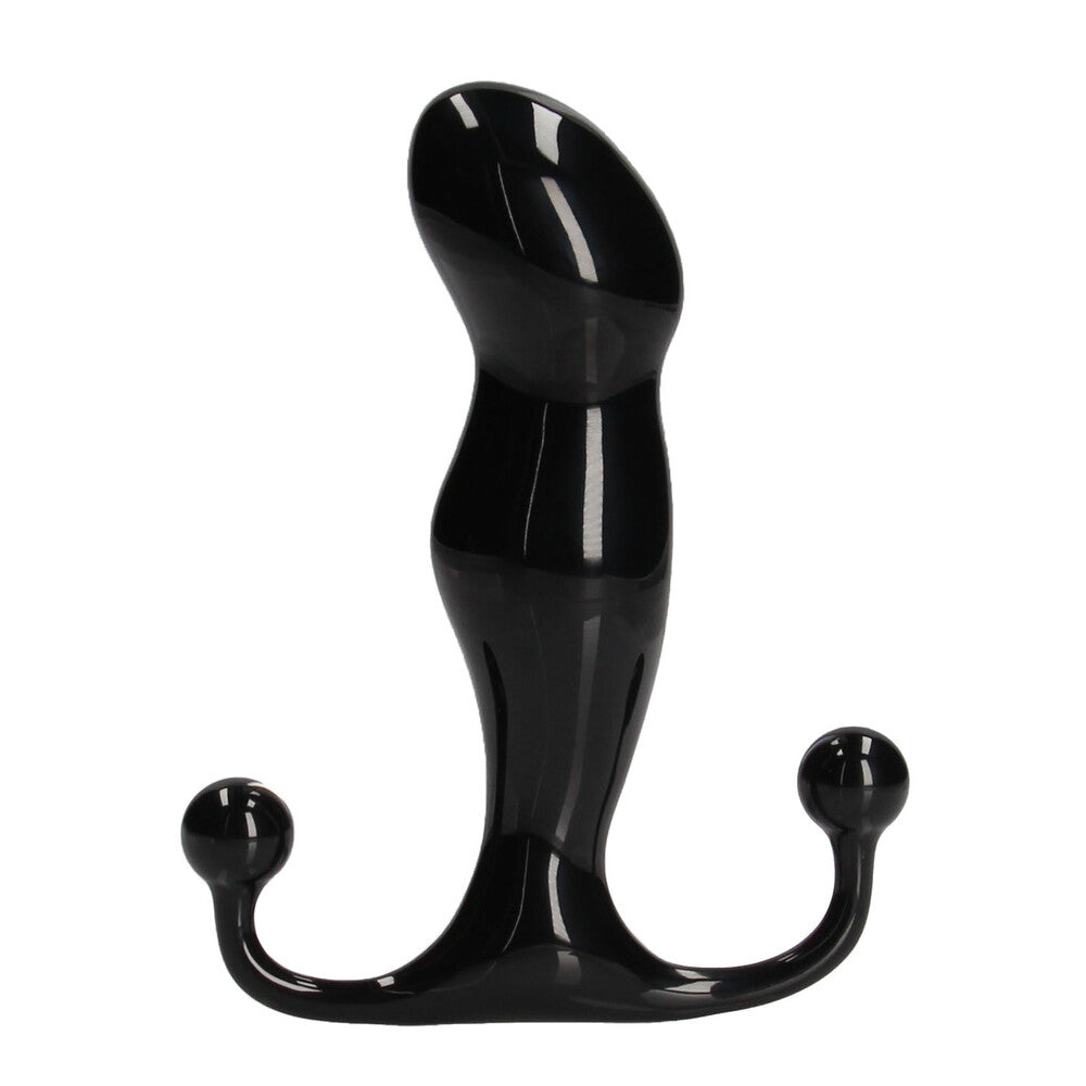 Aneros Progasm Black Ice prostate massager, a black, smooth, ergonomic male pleasure toy.