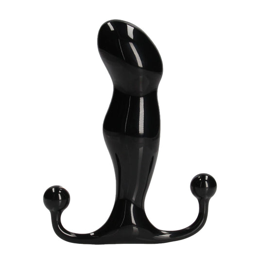 Aneros Progasm Black Ice prostate massager, a black, smooth, ergonomic male pleasure toy.