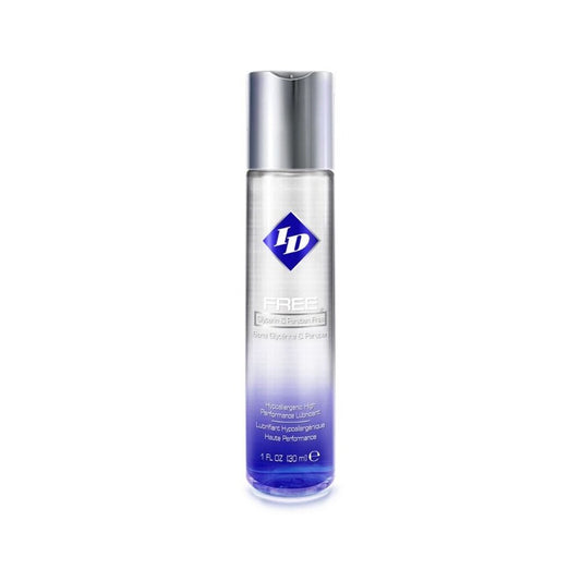 Clear 30ml bottle of id free hypoallergenic water-based lubricant for sensitive skin.