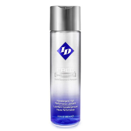 id lube hypoallergenic waterbased lubricant in a clear bottle with a white label.