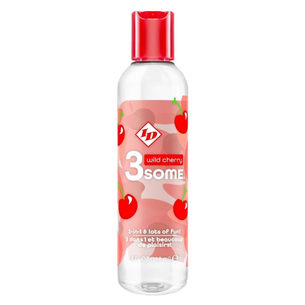 id lube wild cherry 3-in-1 lubricant, a red bottle of flavoured personal lubricant.