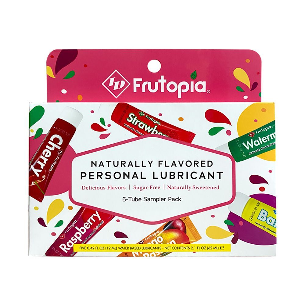 id frutopia sampler pack of five colourful tubes of flavoured personal lubricant