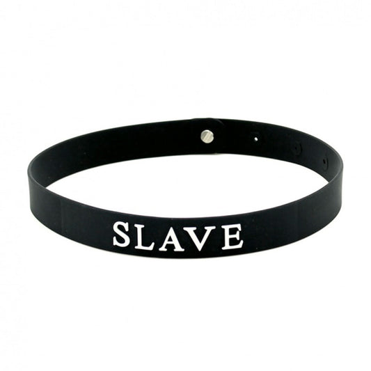 Rimba black silicone slave collar, a stylish and comfortable piece of bondage wear.