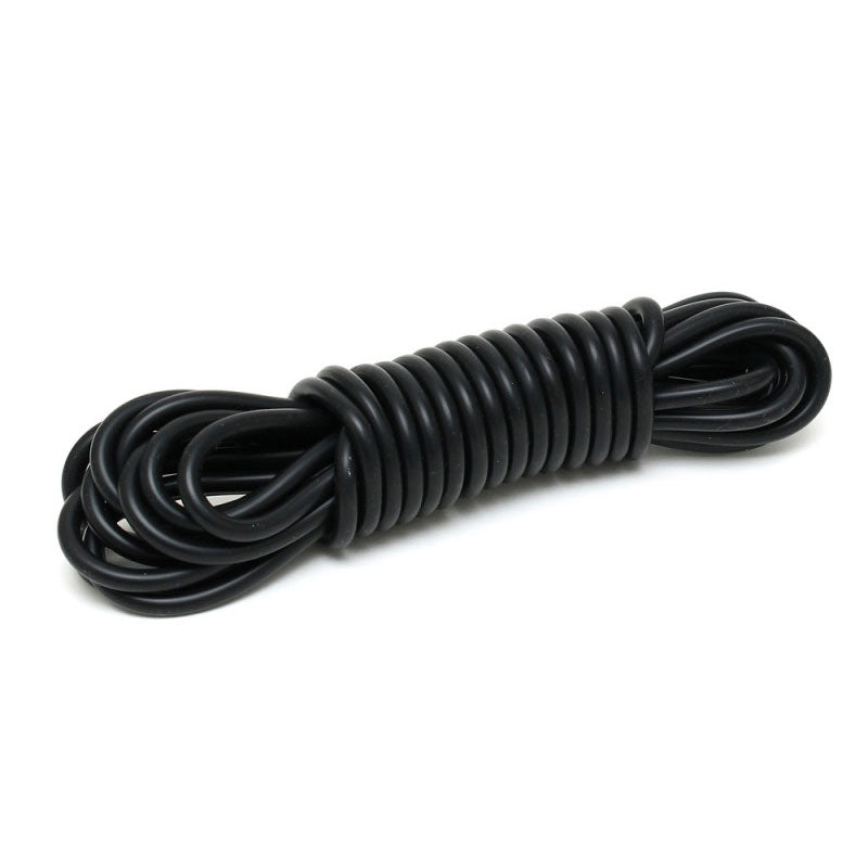 Close-up of the rimba silicone bondage cord, a flexible and durable restraint in black.