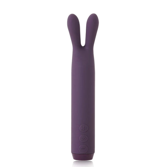 Purple bunny vibrator with bullet stimulator for external clitoral stimulation and sensual pleasure