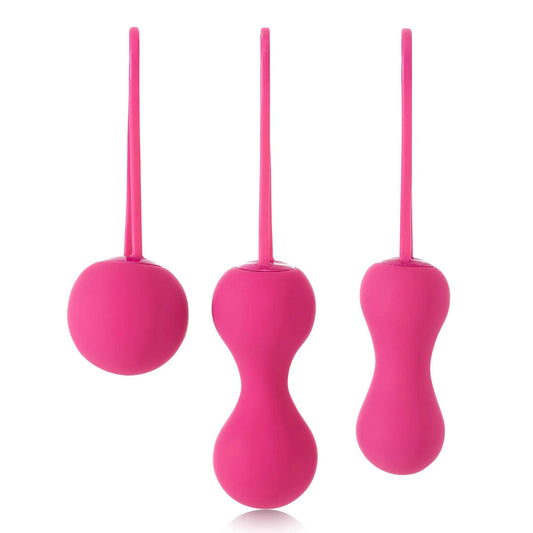 Fuchsia coloured je joue ami kegel balls for pelvic floor exercise, smooth finish