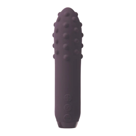 Purple je joue duet bullet vibrator with multiple textured surfaces for intimate use.