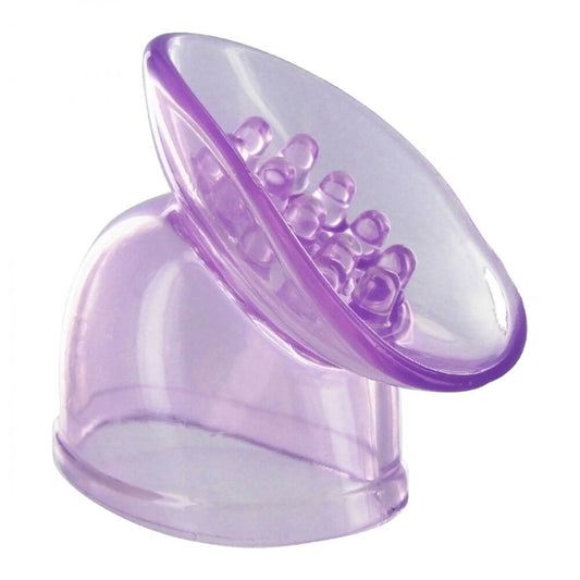 Lily pod stimulating attachment for wand massagers, made by XR Brands, pink silicone.