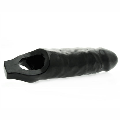 Extra large black textured penis sleeve for enhanced pleasure, a master series extender.