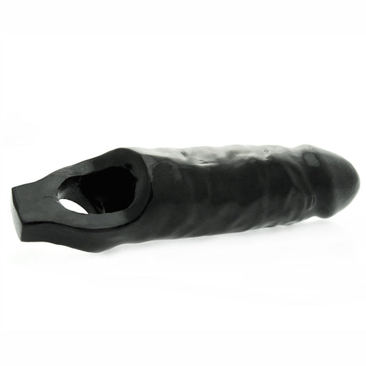 Extra large black textured penis sleeve for enhanced pleasure, a master series extender.