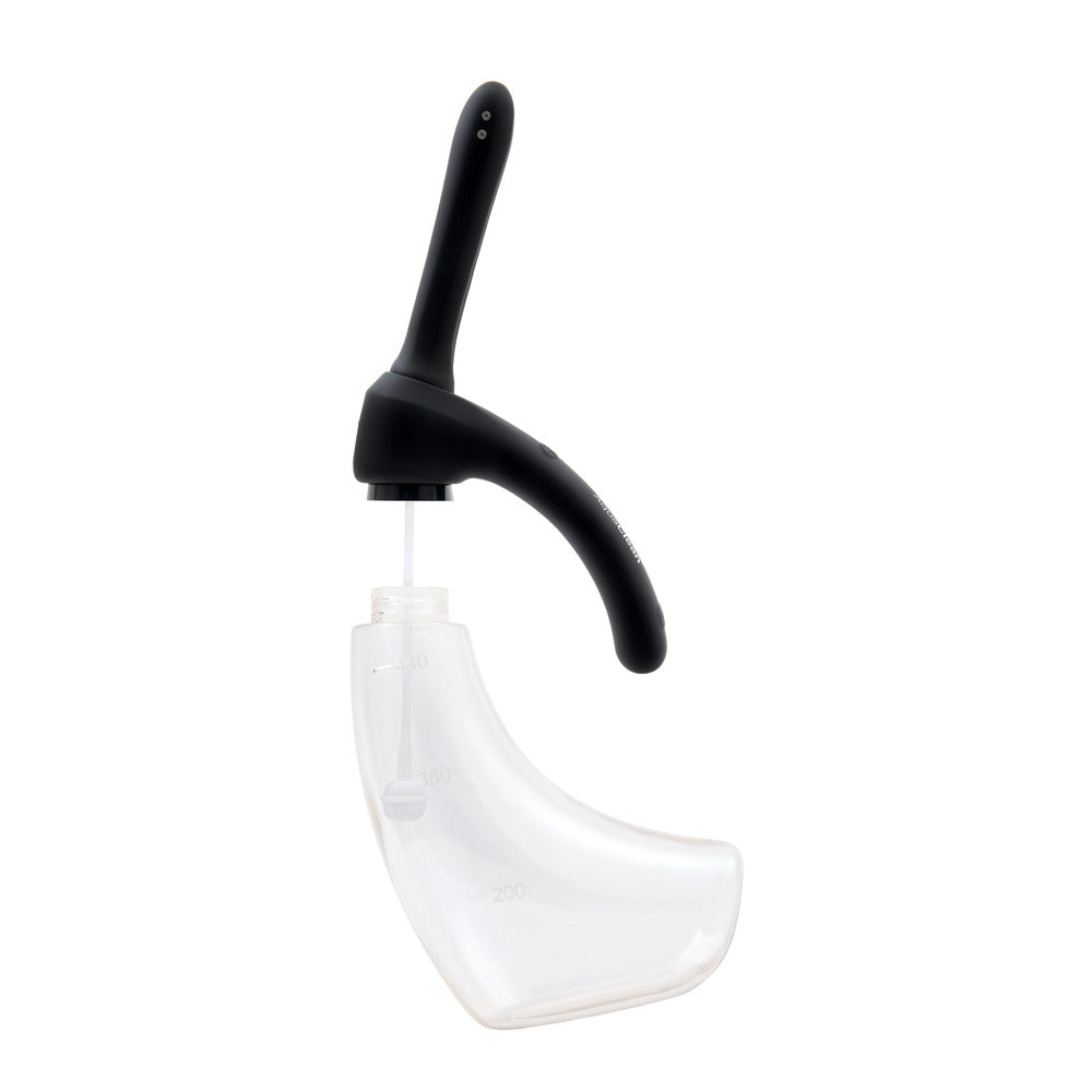 The rechargeable auto douche from various toy brands, for personal hygiene in white plastic.