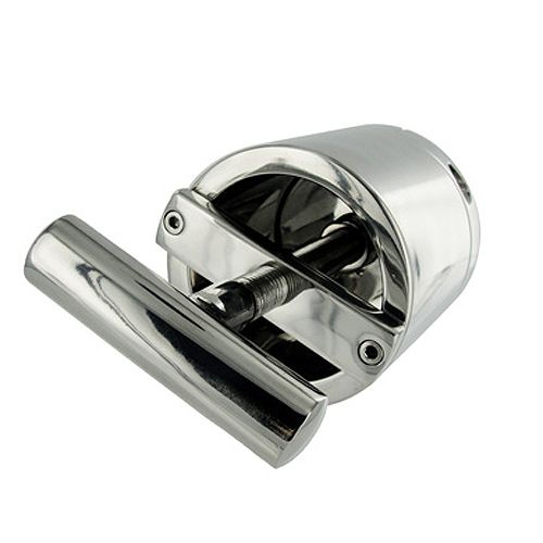 master series ball press chamber for enhancing cock and ball bondage play, silver finish