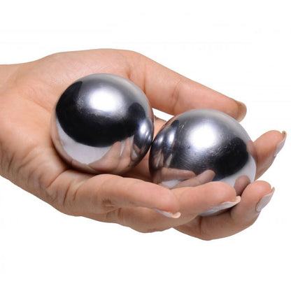 master series titanica extreme steel orgasm balls, shiny silver metal for intense pleasure